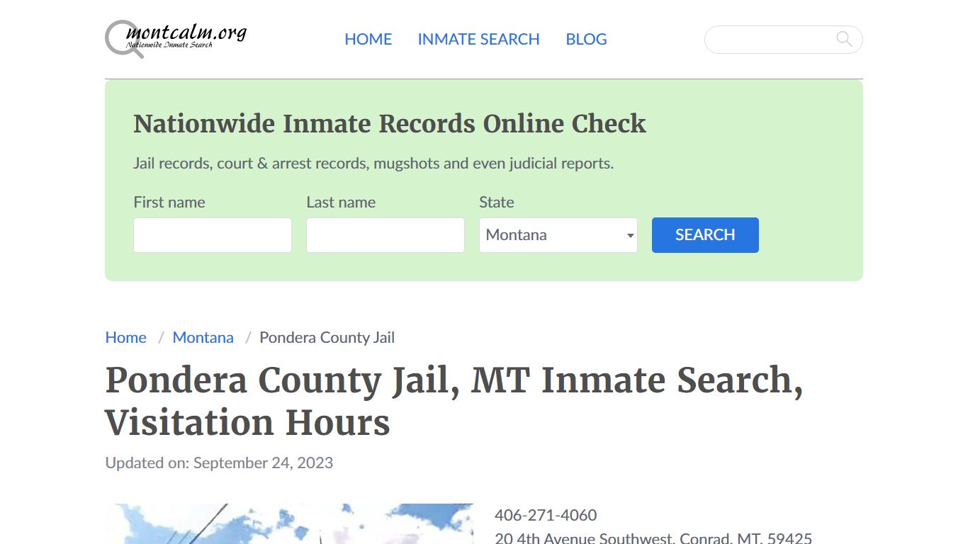 Pondera County Jail, MT Inmate Search, Visitation Hours